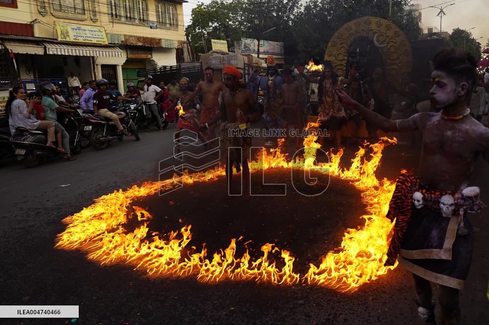 Fire Breather During the Agrasen Jayanti Festival - India
