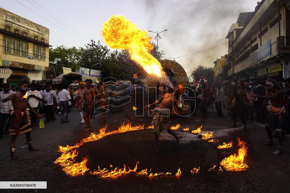 Fire Breather During the Agrasen Jayanti Festival - India