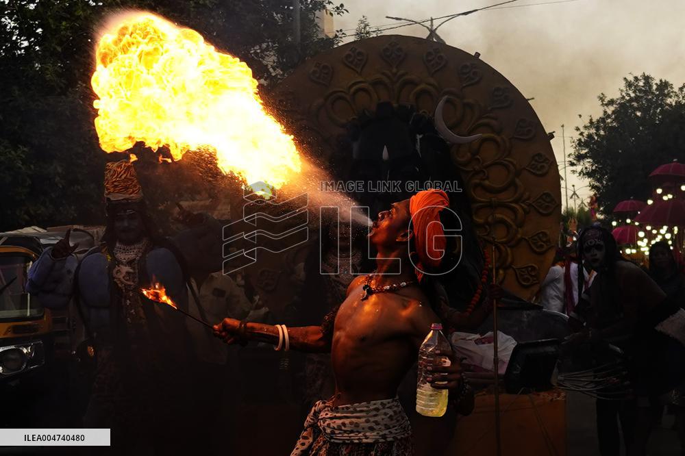 Fire Breather During the Agrasen Jayanti Festival - India