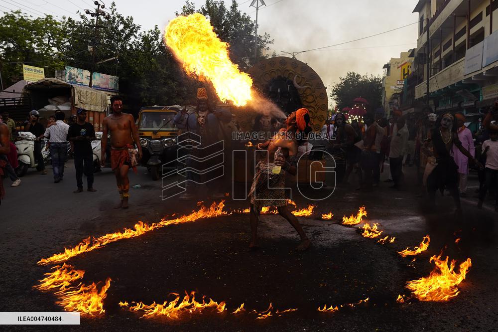 Fire Breather During the Agrasen Jayanti Festival - India