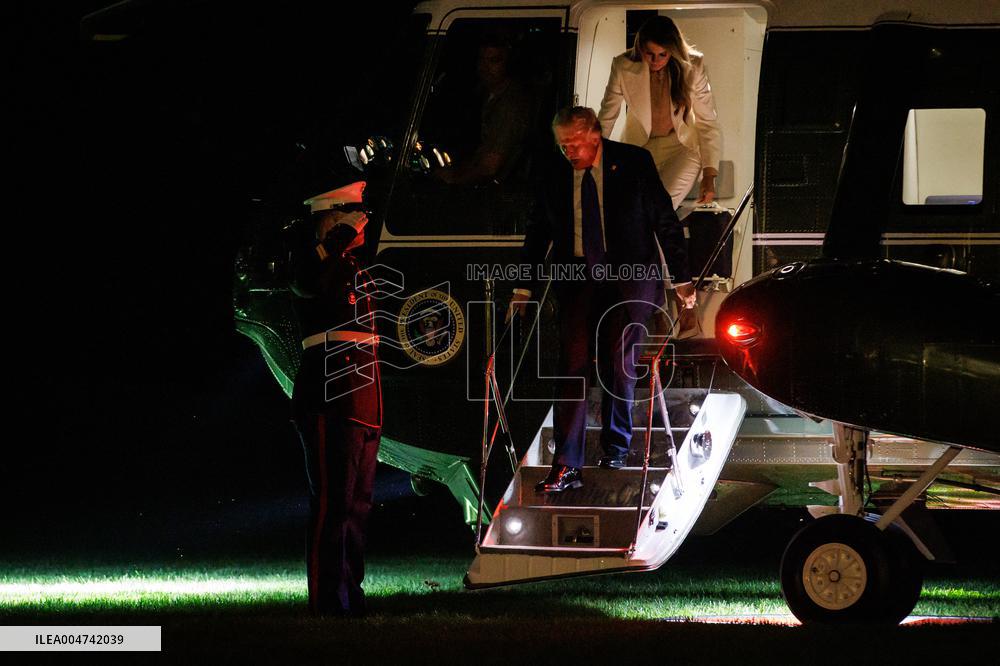 DC: U.S. President Donald Trump Returns to White House from UN General Assembly in New York