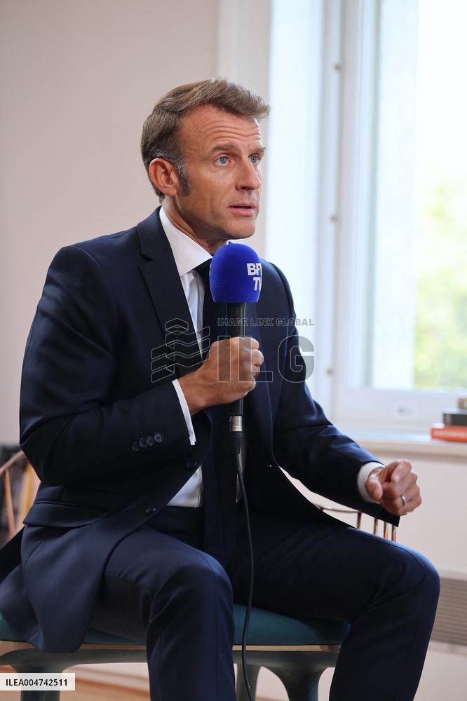 Emmanuel Macron Interviewed On BFMTV - NYC