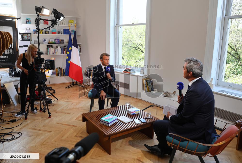 Emmanuel Macron Interviewed On BFMTV - NYC