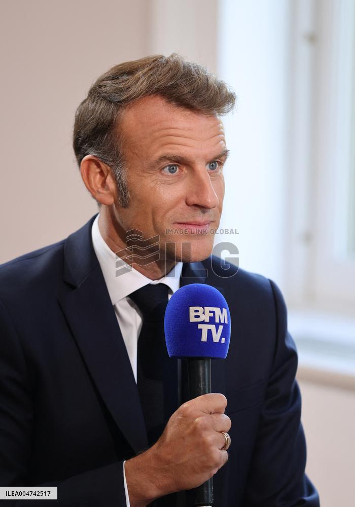 Emmanuel Macron Interviewed On BFMTV - NYC