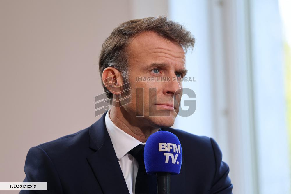 Emmanuel Macron Interviewed On BFMTV - NYC