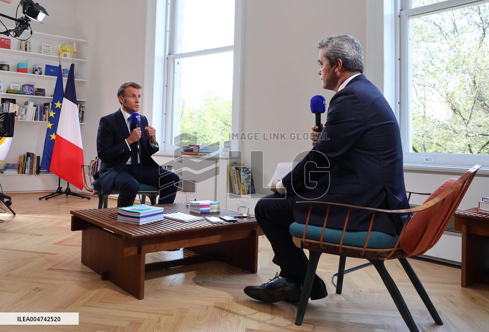 Emmanuel Macron Interviewed On BFMTV - NYC