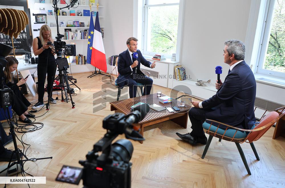 Emmanuel Macron Interviewed On BFMTV - NYC