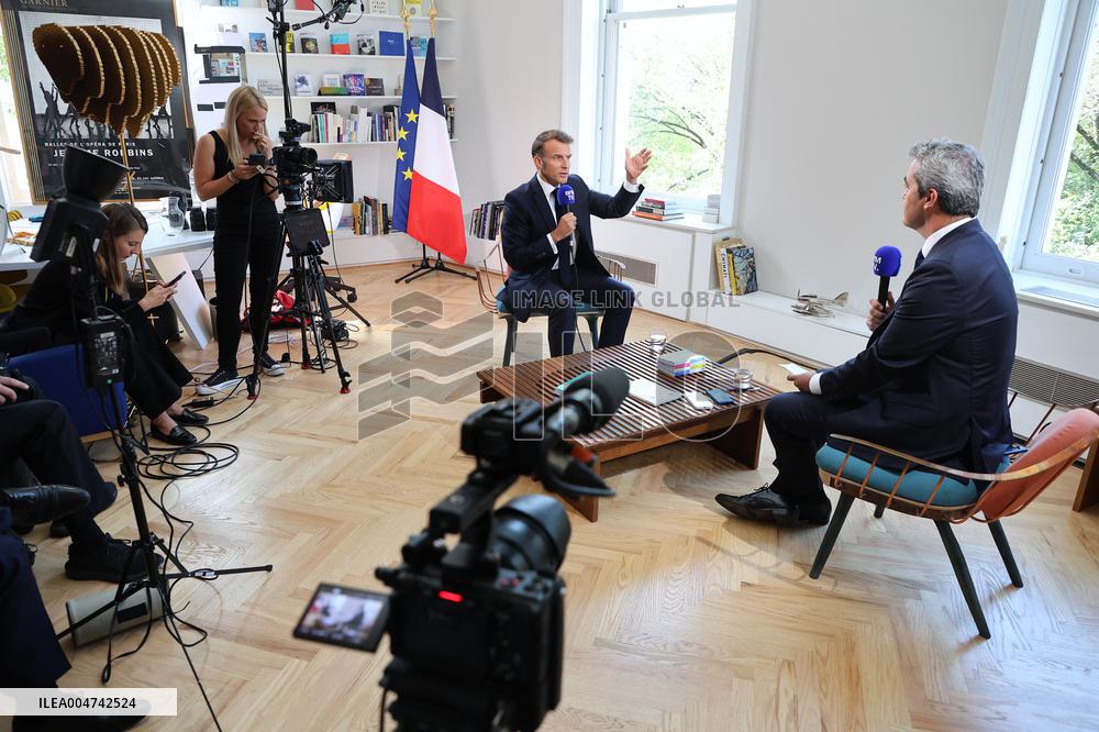 Emmanuel Macron Interviewed On BFMTV - NYC