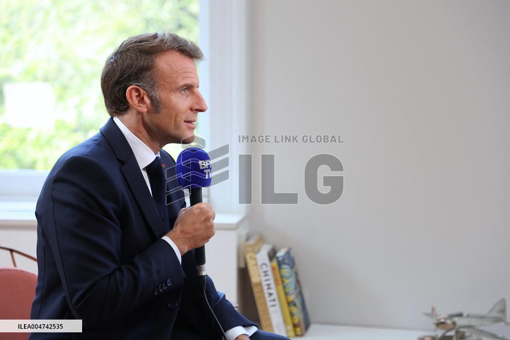 Emmanuel Macron Interviewed On BFMTV - NYC