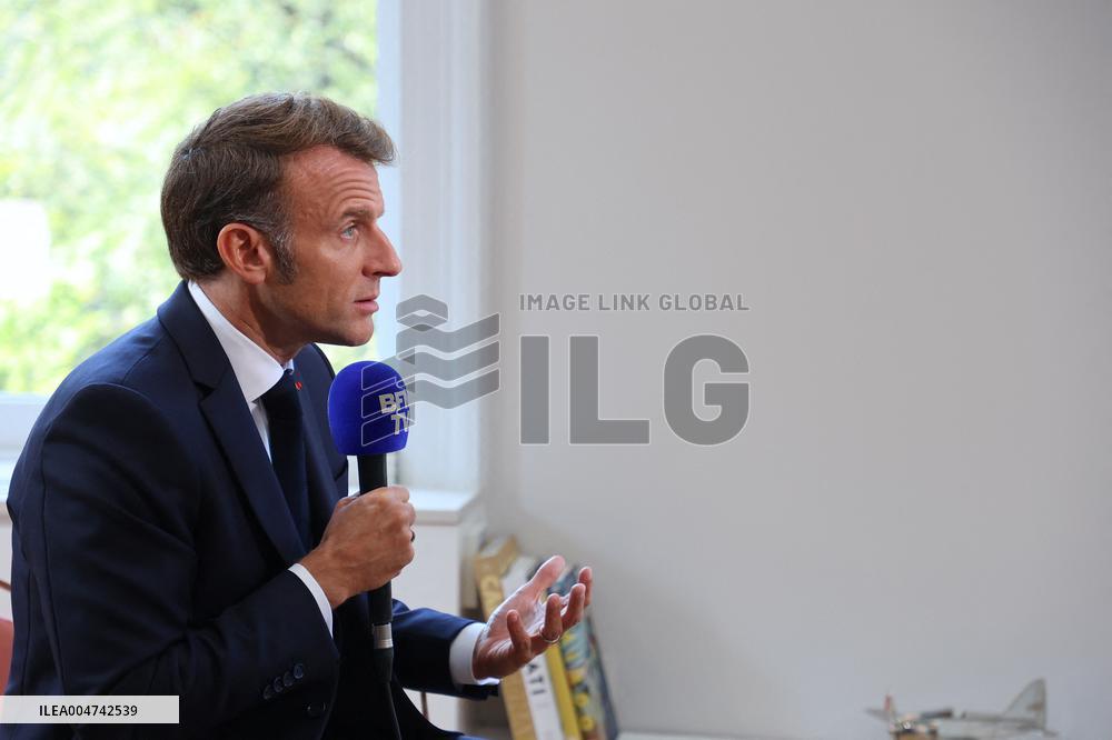 Emmanuel Macron Interviewed On BFMTV - NYC