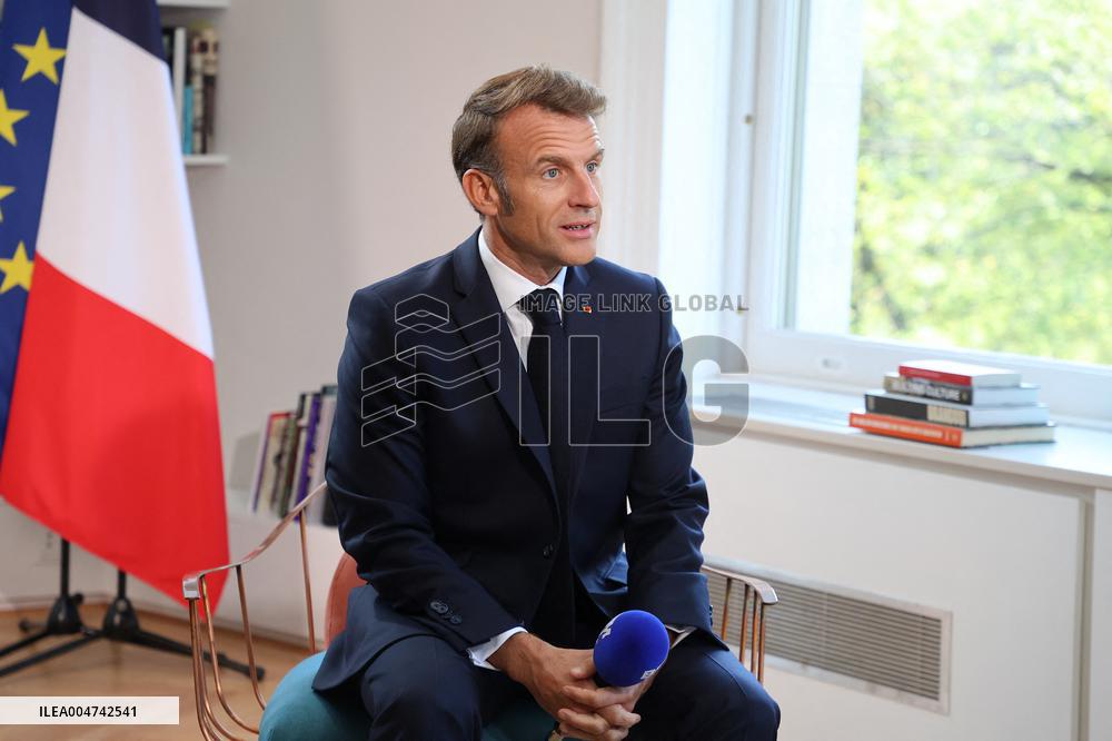 Emmanuel Macron Interviewed On BFMTV - NYC