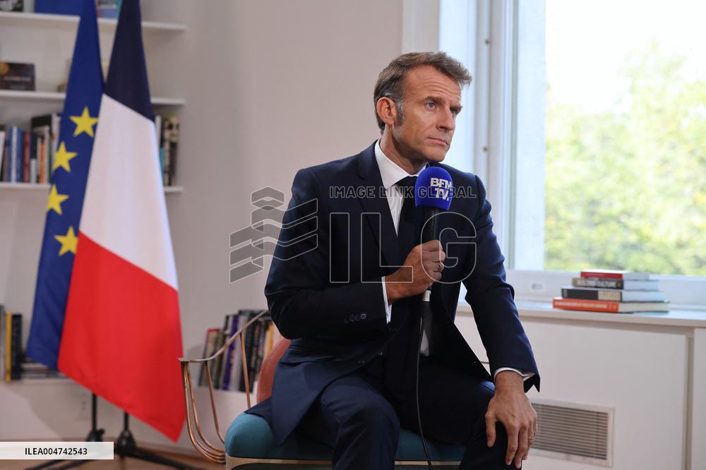Emmanuel Macron Interviewed On BFMTV - NYC
