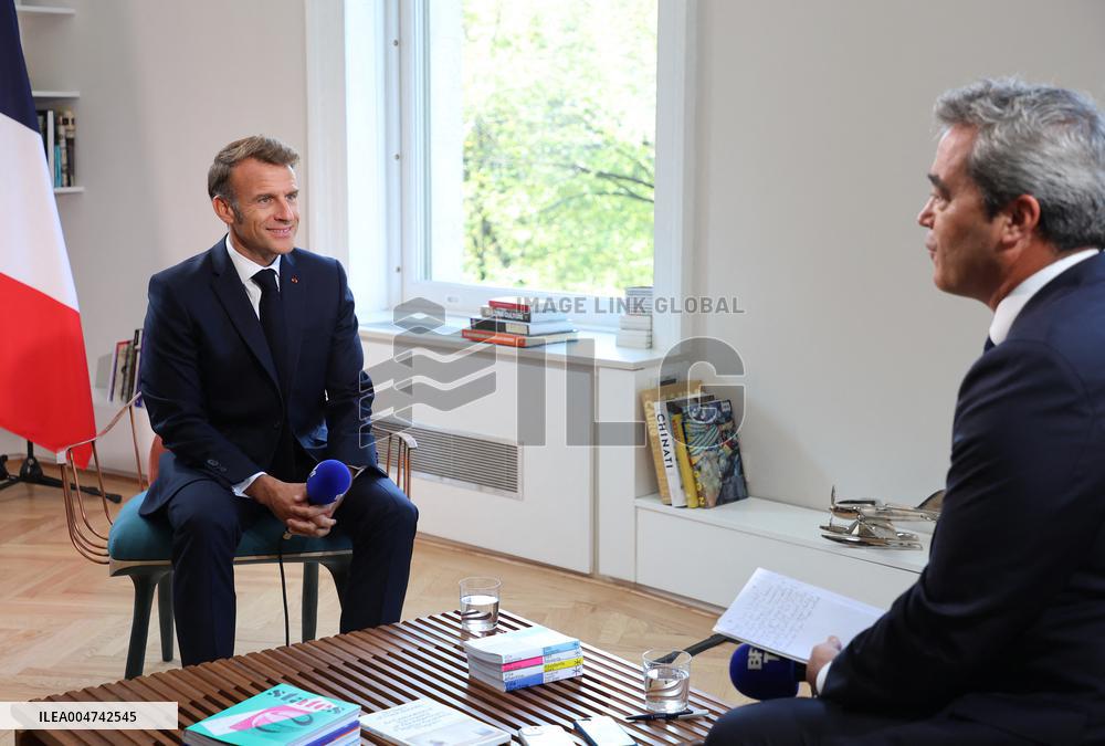 Emmanuel Macron Interviewed On BFMTV - NYC