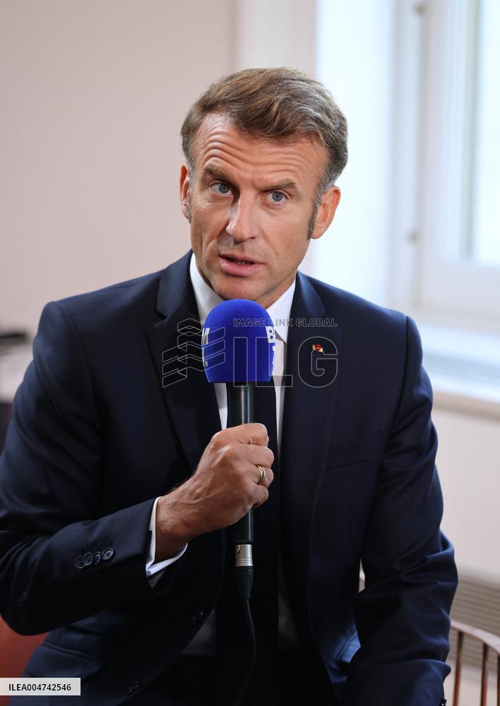 Emmanuel Macron Interviewed On BFMTV - NYC