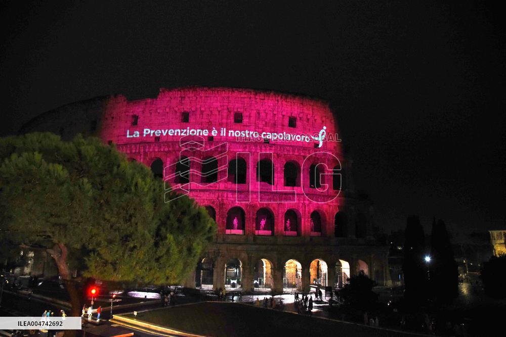 Colosseum Lights Up Pink For Breast Cancer Prevention Campaign - Rome