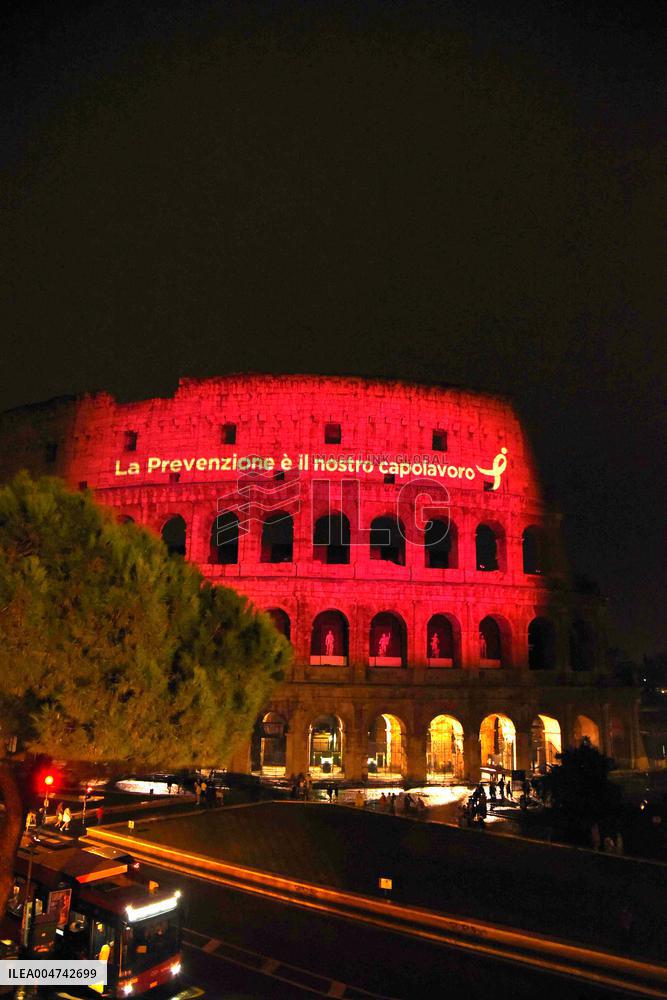 Colosseum Lights Up Pink For Breast Cancer Prevention Campaign - Rome