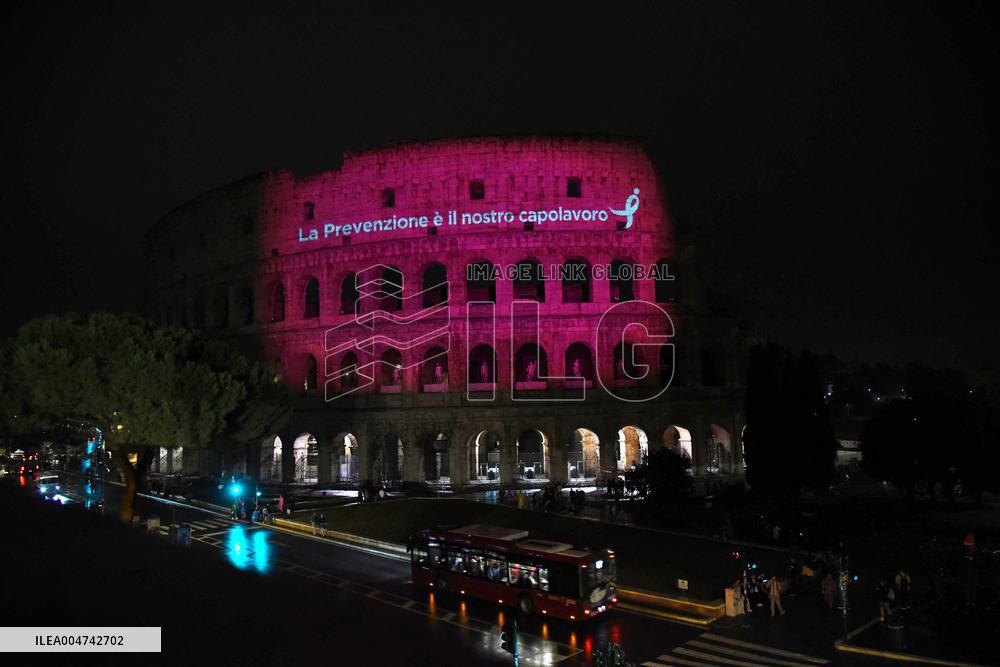 Colosseum Lights Up Pink For Breast Cancer Prevention Campaign - Rome
