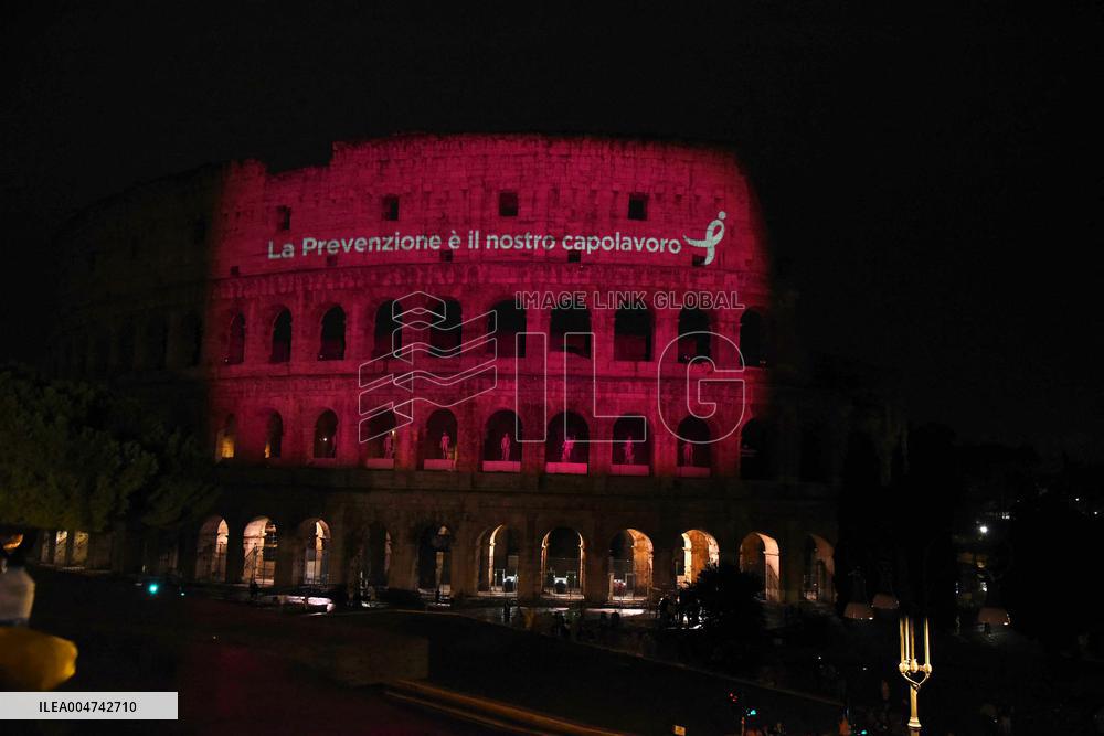 Colosseum Lights Up Pink For Breast Cancer Prevention Campaign - Rome