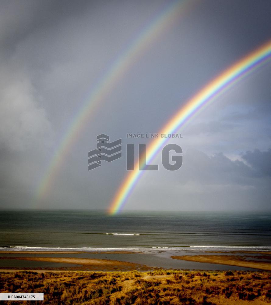 Double Rainbow over Wind Turbines - Rotterdam