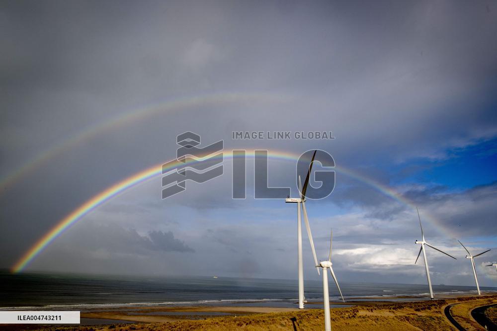 Double Rainbow over Wind Turbines - Rotterdam