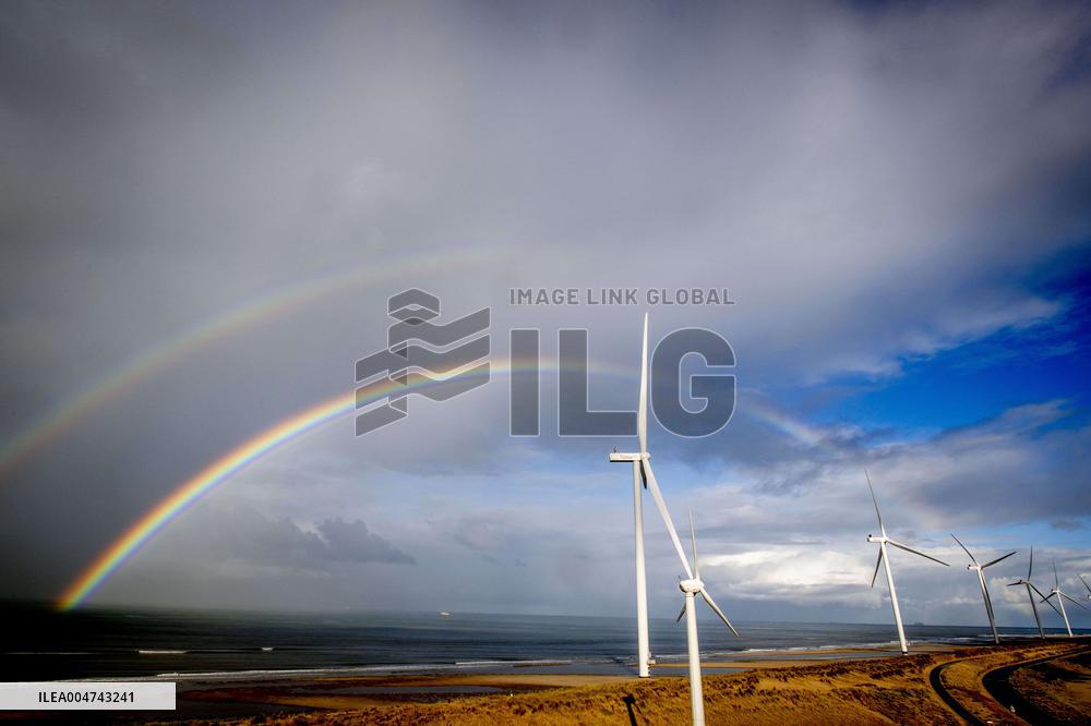Double Rainbow over Wind Turbines - Rotterdam