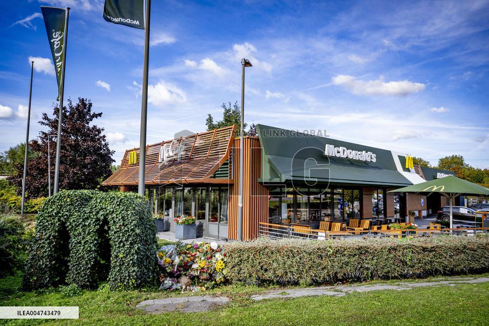 Flowers At McDonald's Where 15-Year-Old Was Killed By Police - Netherlands