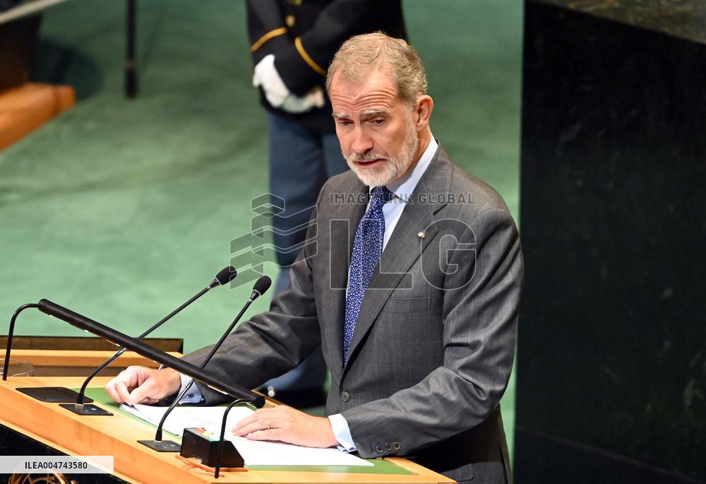 King Don Felipe VI Addresses the United Nations General Assembly