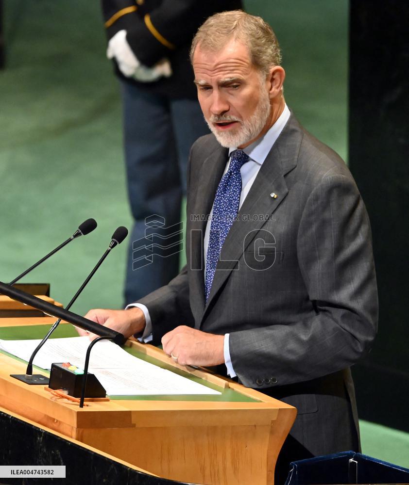 King Don Felipe VI Addresses the United Nations General Assembly