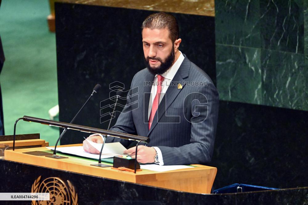 President Ahmad Al-Sharaa of Syria Addresses the United Nations General Assembly