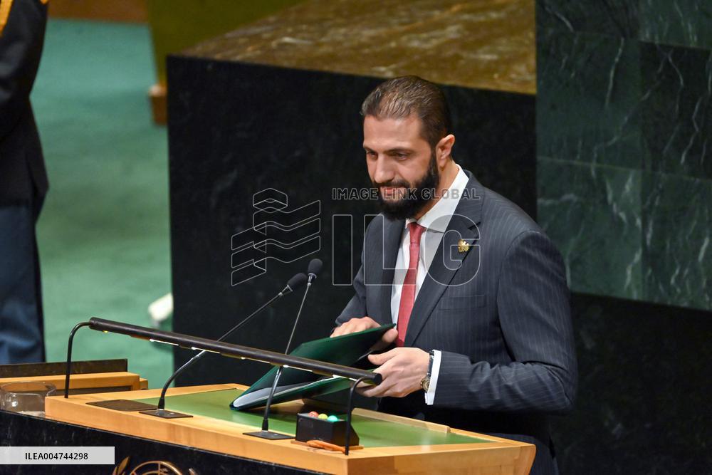 President Ahmad Al-Sharaa of Syria Addresses the United Nations General Assembly