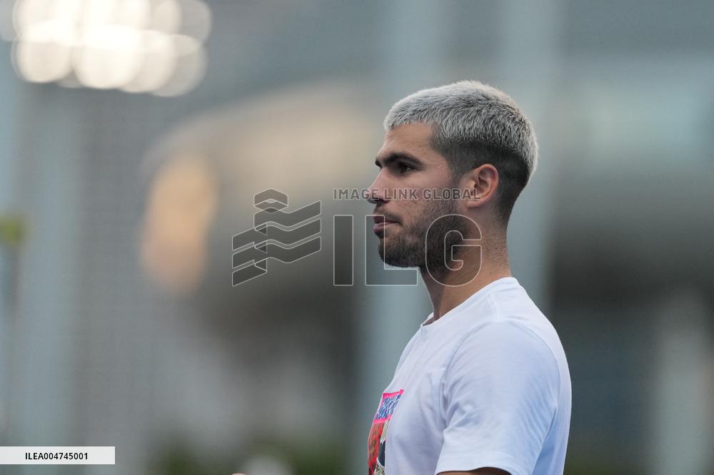 Carlos Alcaraz And Taylor Fritz Engage In Intense Training Session - Tokyo