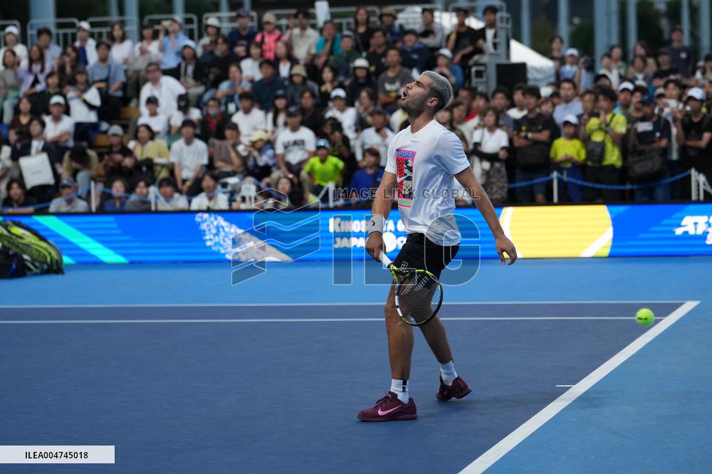 Carlos Alcaraz And Taylor Fritz Engage In Intense Training Session - Tokyo
