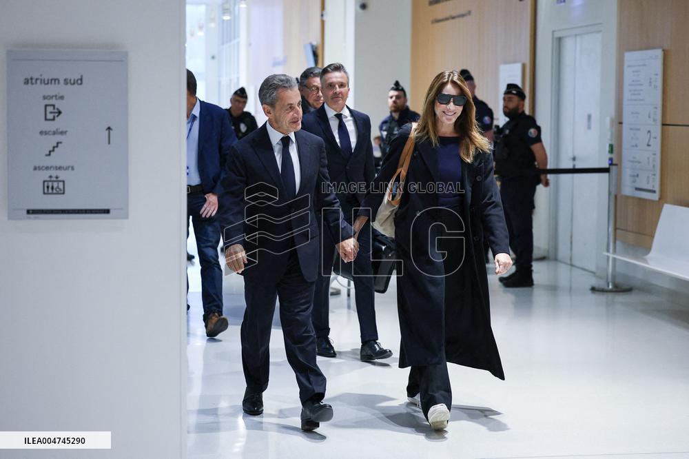 Nicolas Sarkozy Arrives At His Verdict Trial for illegal campaign financing from Lybia - Paris