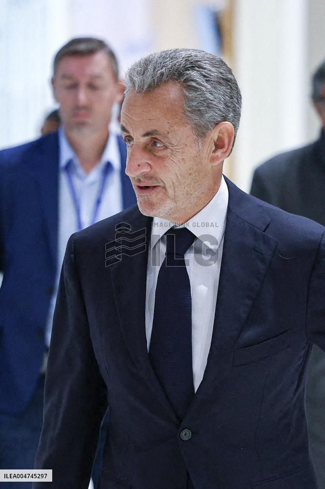 Nicolas Sarkozy Arrives At His Verdict Trial for illegal campaign financing from Lybia - Paris