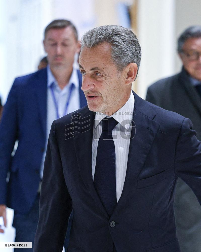 Nicolas Sarkozy Arrives At His Verdict Trial for illegal campaign financing from Lybia - Paris