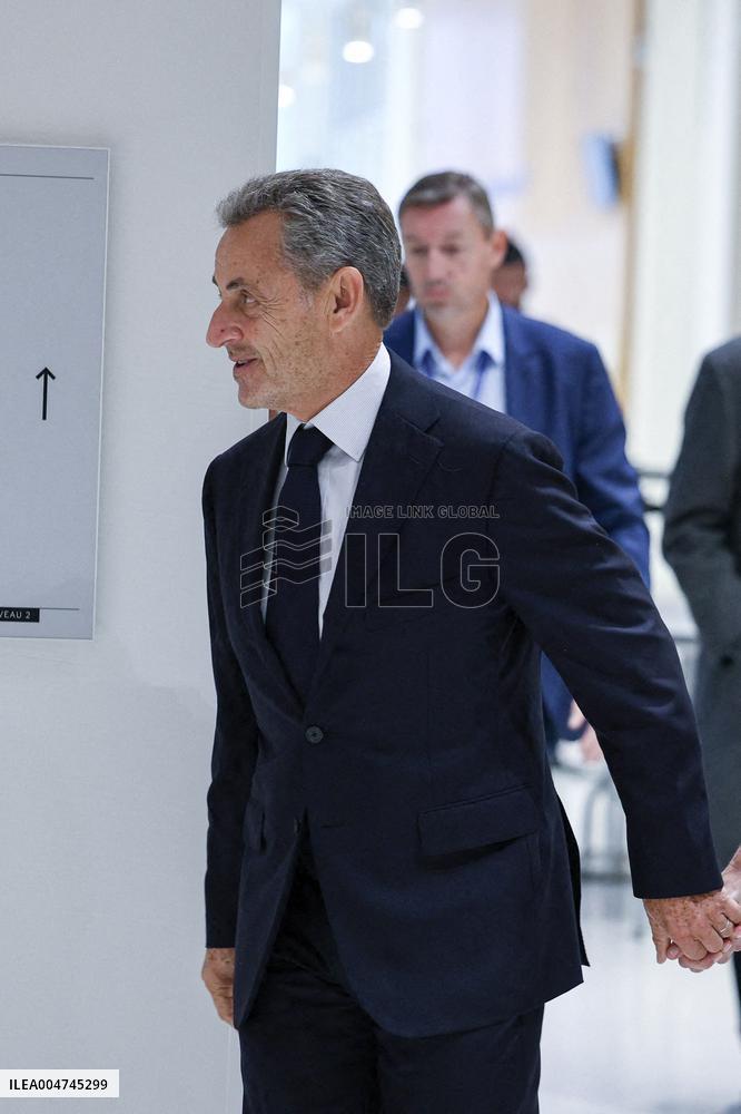 Nicolas Sarkozy Arrives At His Verdict Trial for illegal campaign financing from Lybia - Paris