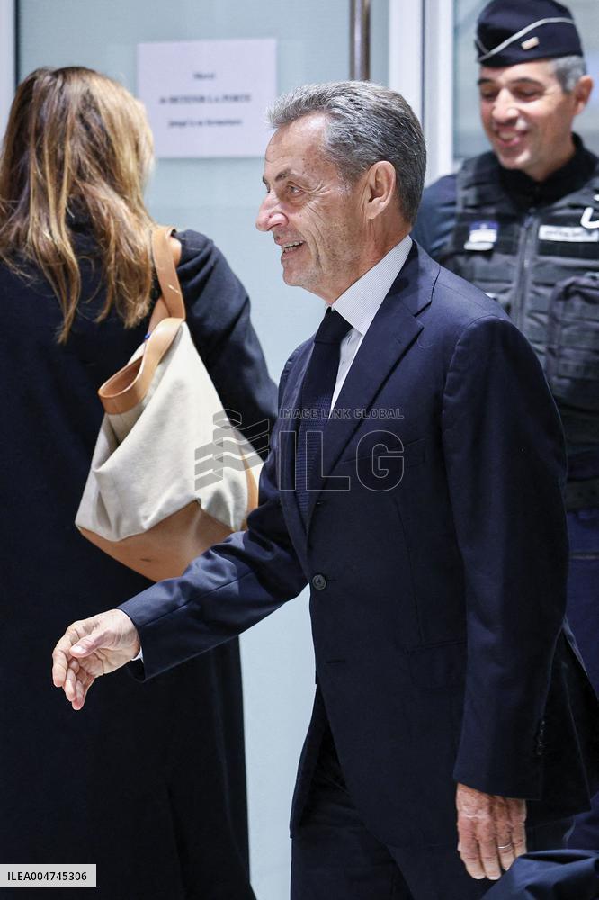 Nicolas Sarkozy Arrives At His Verdict Trial for illegal campaign financing from Lybia - Paris