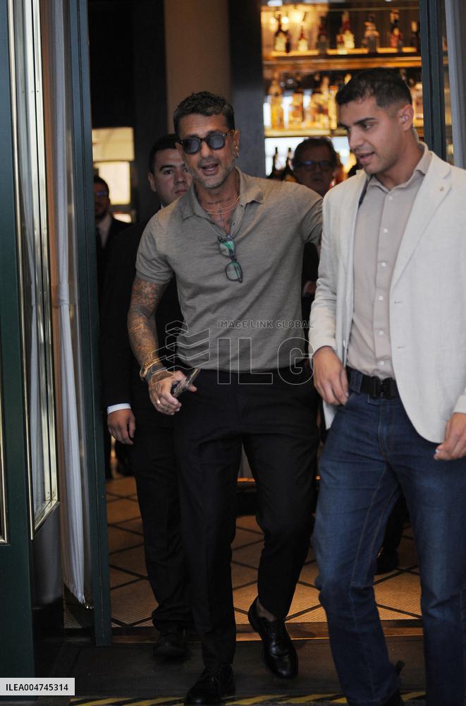 Barbara Berlusconi And Fabrizio Corona Leaving Sant'Ambroeus - Milan