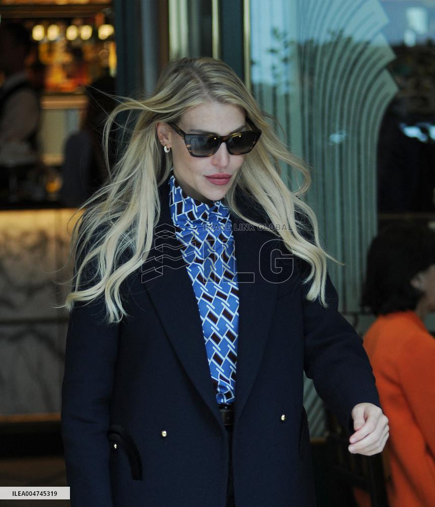 Barbara Berlusconi And Fabrizio Corona Leaving Sant'Ambroeus - Milan