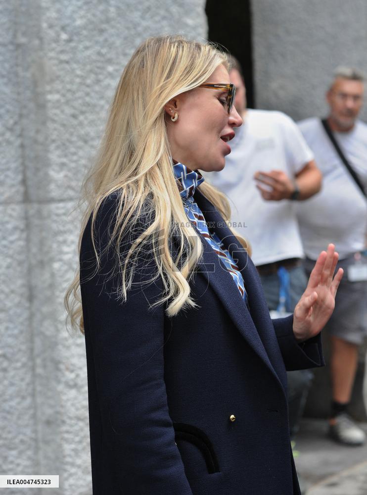 Barbara Berlusconi And Fabrizio Corona Leaving Sant'Ambroeus - Milan