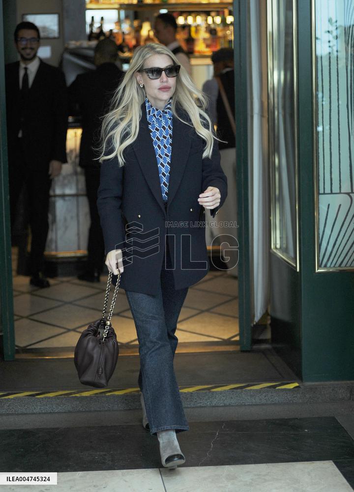 Barbara Berlusconi And Fabrizio Corona Leaving Sant'Ambroeus - Milan