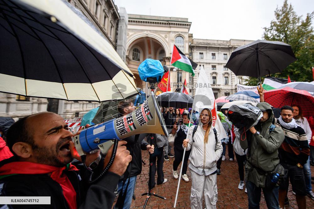 Protest in Support of Global Flotilla and Palestinian Cause - Milan