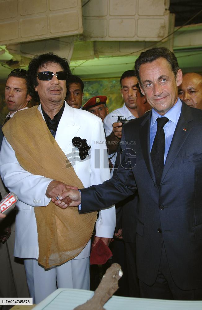 French President Nicolas Sarkozy visits Lybia