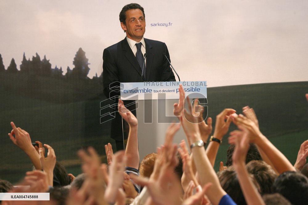 Nicolas Sarkozy delivers his speech during the election night- Paris