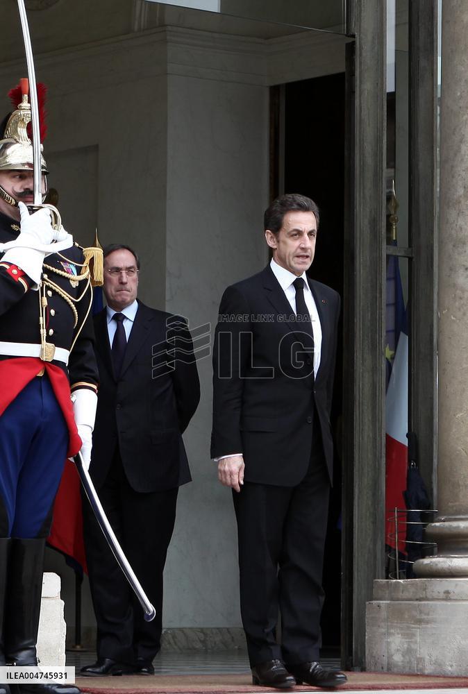 Nicolas Sarkozy receives Recep Tayyip Erdogan at Elysee Palace in Paris