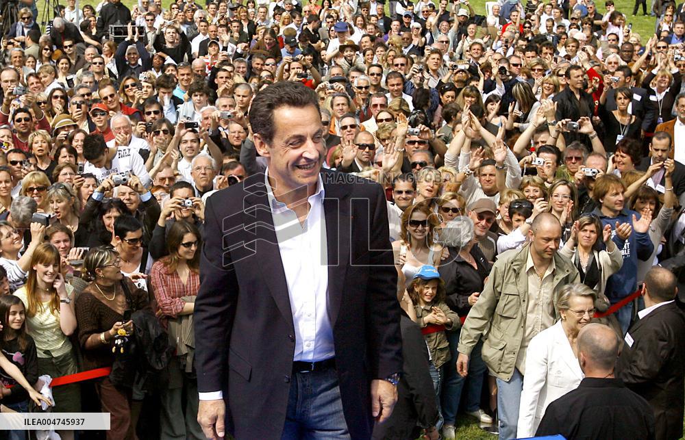 Nicolas Sarkozy holds a meeting in Aix en Provence