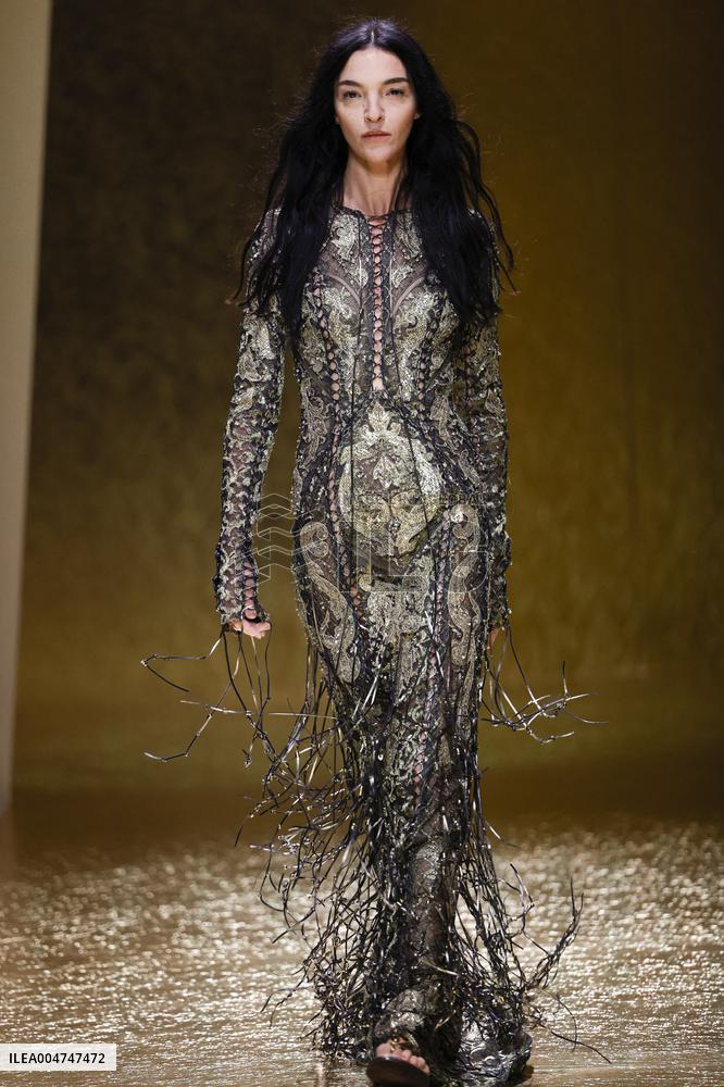 MFW Maria Carla Boscono walks the runway at the Roberto Cavalli MP