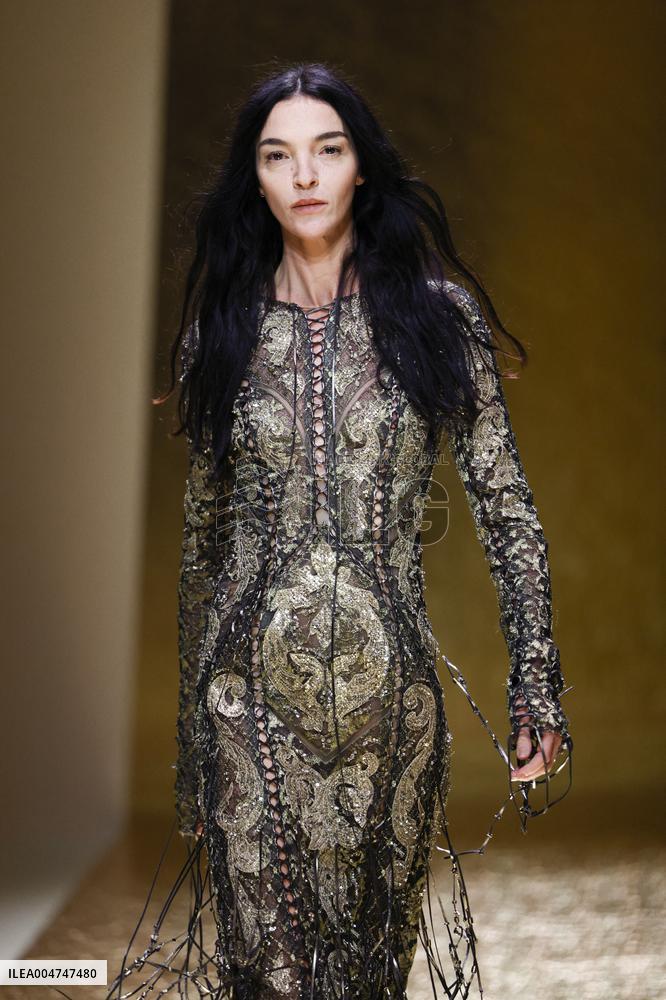 MFW Maria Carla Boscono walks the runway at the Roberto Cavalli MP