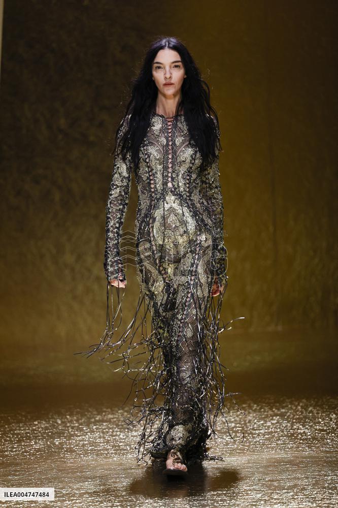 MFW Maria Carla Boscono walks the runway at the Roberto Cavalli MP