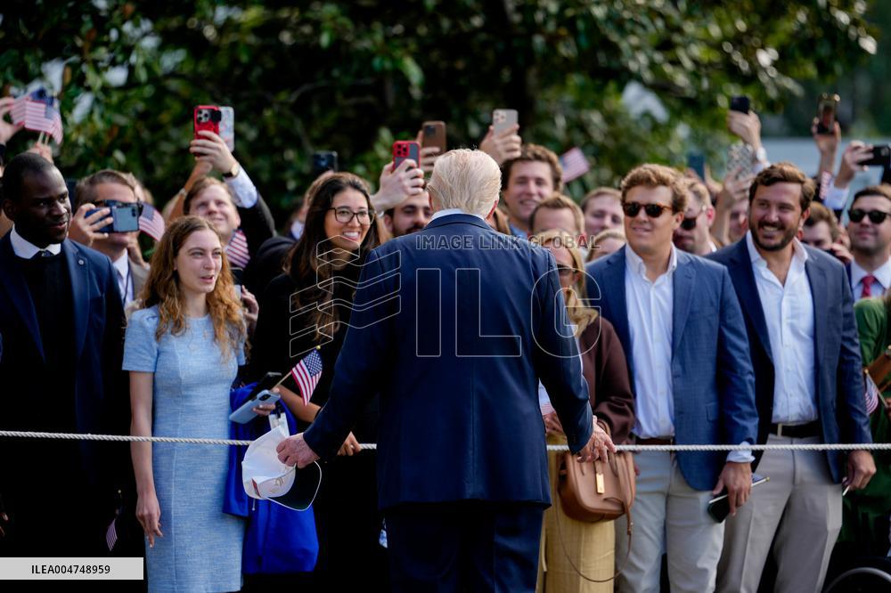 Donald Trump and granddaughter Kai leaves White House - Washington